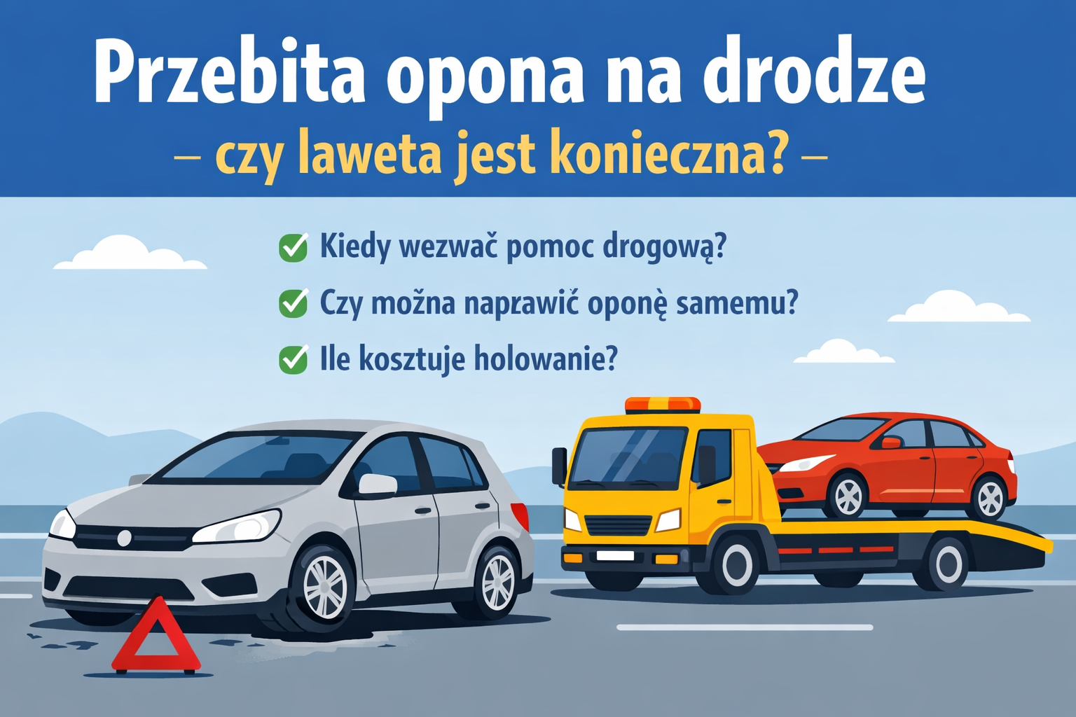 pomoc drogiwa, przebita opona
